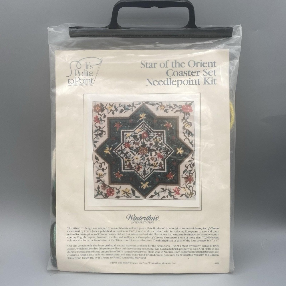 It's Polite to Point Star of the ORIENT Coaster Set Needlepoint Kit Winterthur